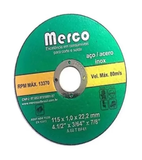 Disco De Corte 4.1/2x 1mm Reto Para Ferro