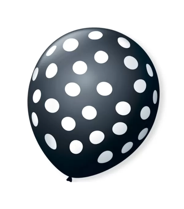 BalÃo Decorado Nº9 Preto Com Bolinhas Brancas Pacote Com 25un - SÃo Roque 