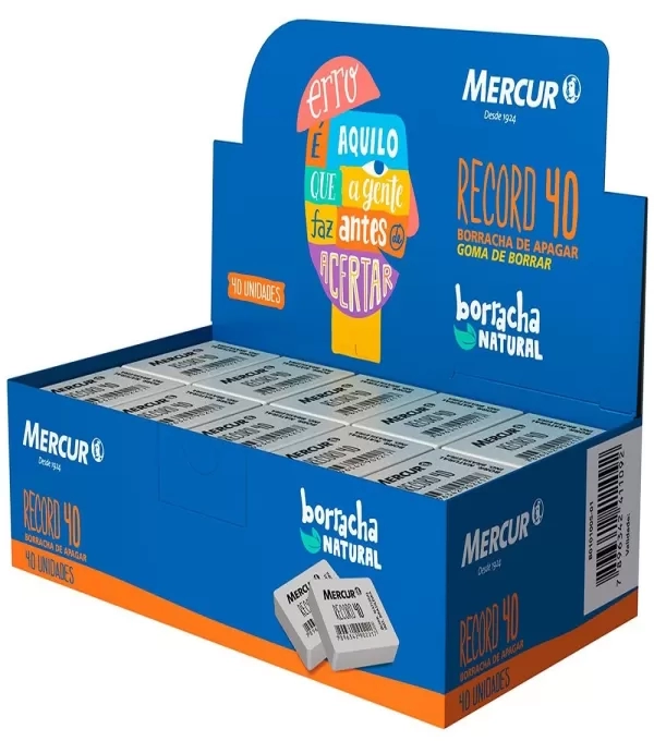 Borracha Escolar Record 40 Branca Caixa Com 40 Un - Mercur