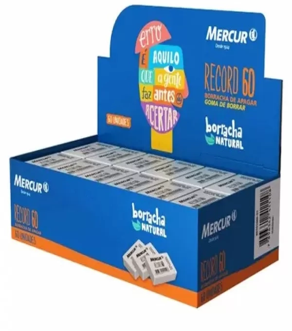 Borracha Escolar Record 60 Branca Caixa Com 60 Un - Mercur