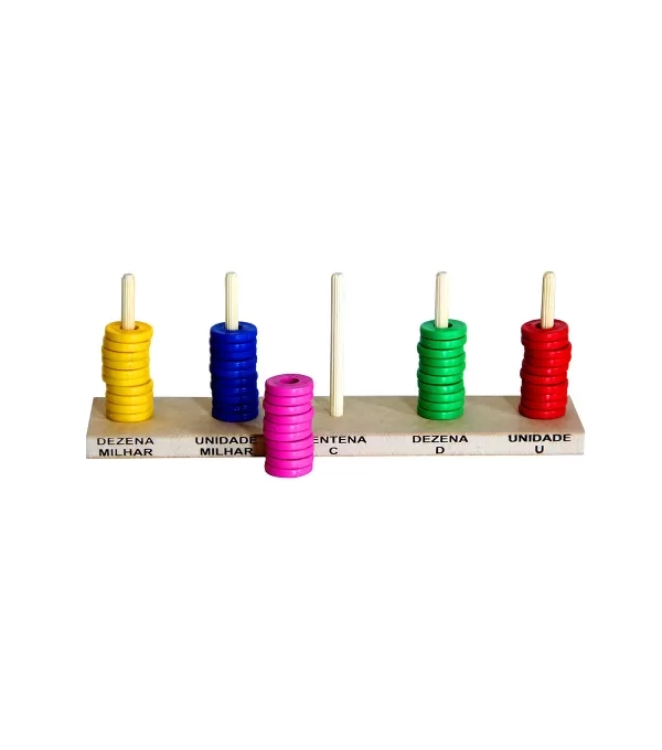 Brinquedo PedagÓgico Ábaco Aberto Colorido Com 50 Argolas - Carlu - 1909