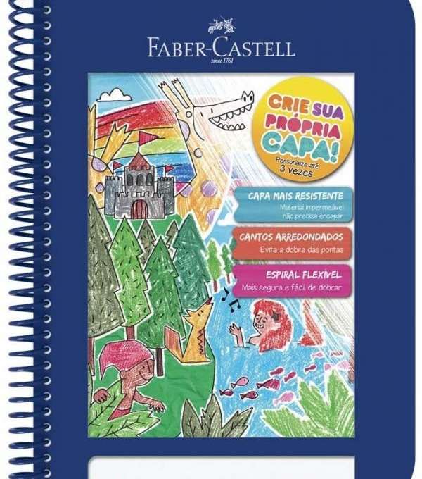 CADERNO CRIATIVO 1X1 CAPA PLÁSTICA AZUL- FABER CASTELL - CDN/AZ