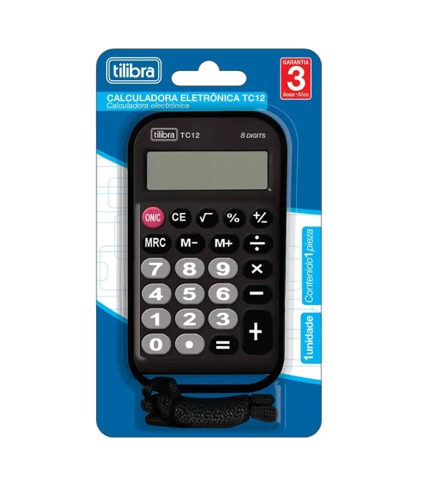 Calculadora De Bolso Com CordÃo 8 DÍgitos Preto - Tilibra - Tc12