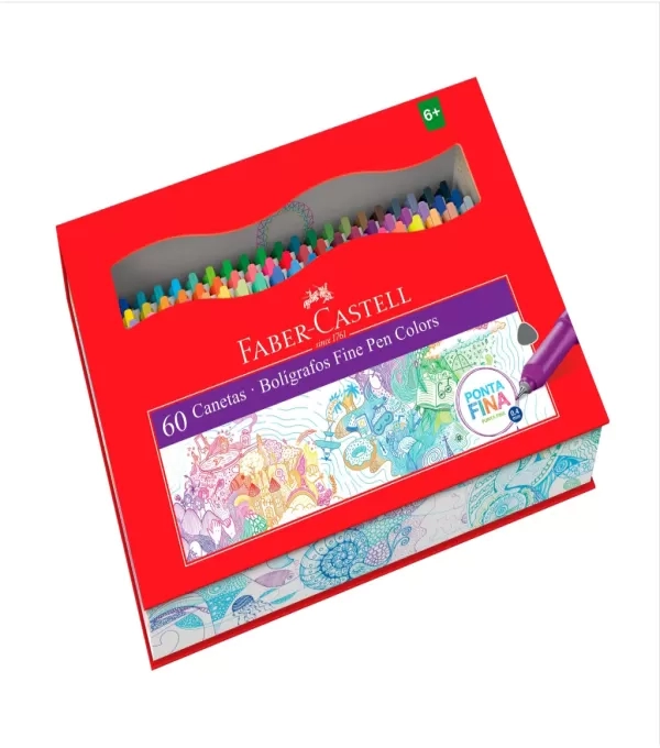 Caneta Ponta Porosa Fine Pen Colors 60 Cores - Faber Castell - Fpb/es60zf