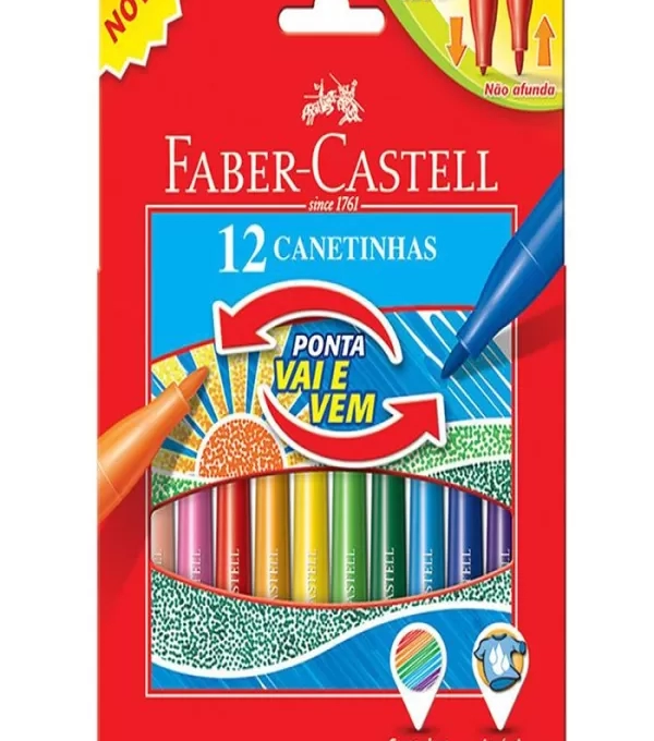 Caneta HidrogrÁfica Vai E Vem Com 12 Cores - Faber-castell - 150112vvzf