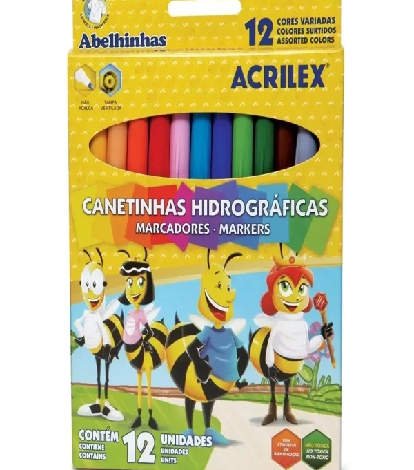 Caneta HidrogrÁfica Abelhinhas 24 Cores - Acrilex - 069240000
