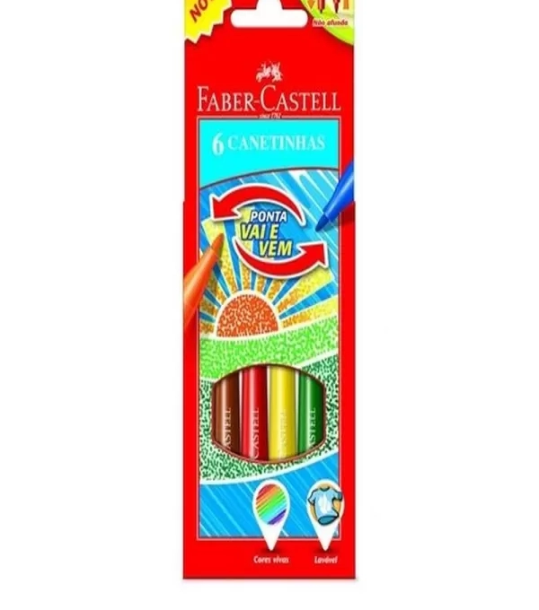 Caneta HidrogrÁfica Vai E Vem Com 6 Cores - Faber-castell - 150106vvzf