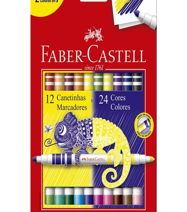 Caneta HidrogrÁfica 24 Cores Bicolor - Faber Castell - 150612n