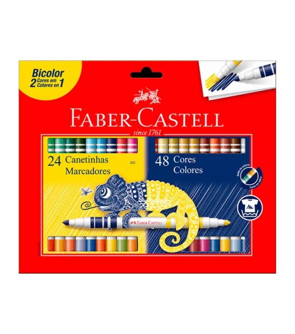 Caneta HidrogrÁfica Bicolor Com 48 Cores - Faber Castell - 15.0624n