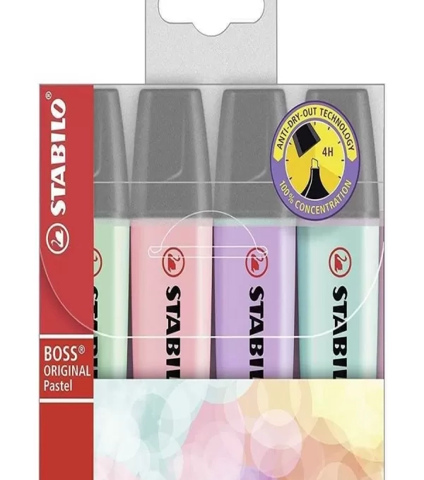 Caneta Marca Texto Stabilo Boss Pastel Estojo Com 4 Cores - Sertic - 52.8200