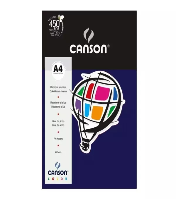 Papel 180 G/m² Color Plus Azul Marinho A4 Com 10 Folhas  - Canson 