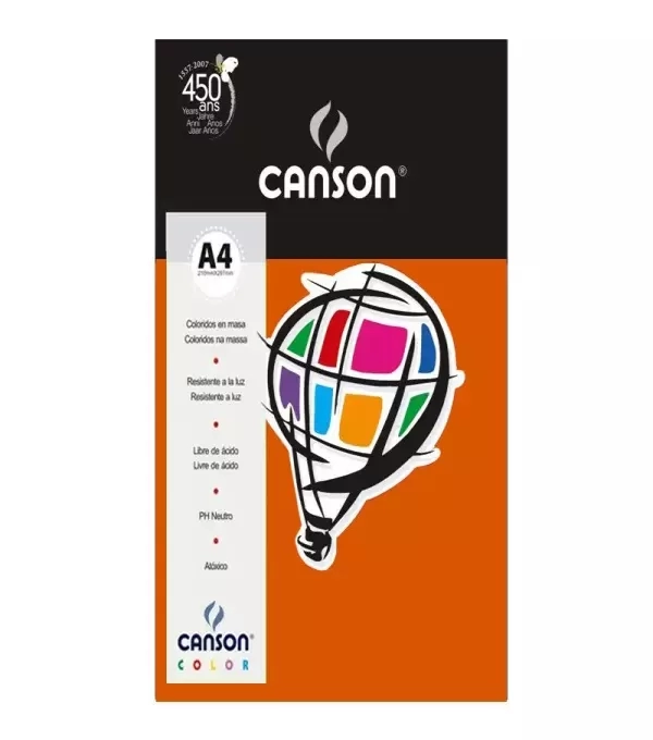 Papel 180 G/m² Color Plus Laranja A4 Com 10 Folhas  - Canson - 66661192
