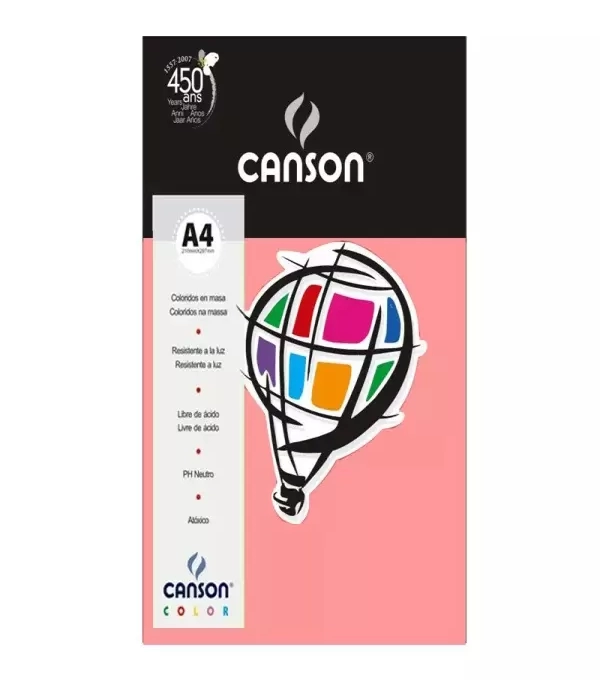 Papel 180 G/m² Color Plus Rosa Claro A4 Com 10 Folhas  - Canson - 66661195