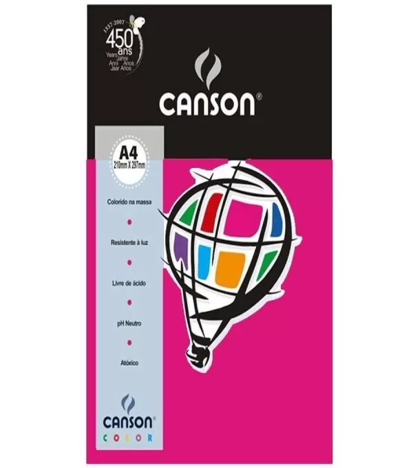 Papel 180 G/m² Color Plus Rosa Escuro A4 Com 10 Folhas  - Canson - 66661196