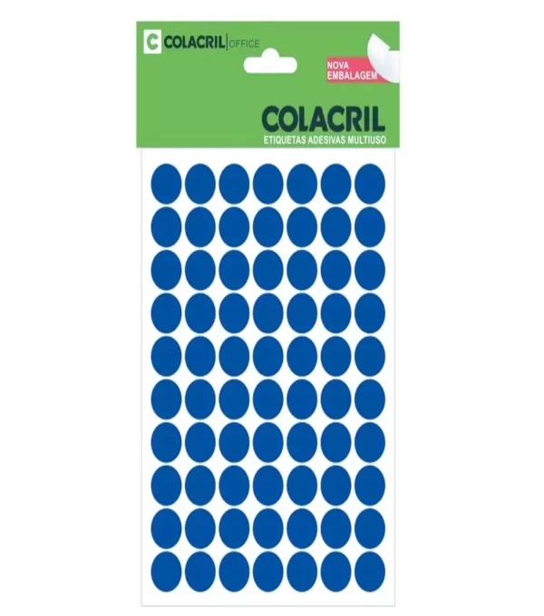 Etiqueta Adesiva Multiuso Redonda 13mm Azul  - Colacril - 6021az