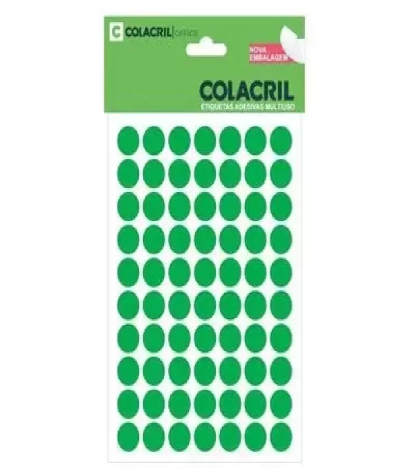 Etiqueta Adesiva Multiuso Redonda 13mm Verde - Colacril - 6021vd