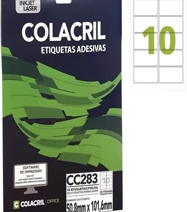 Etiqueta Adesiva Carta 50,8mm X 101,6mm 10 Etiq. P/folha Pacote Com 25 Folhas - 