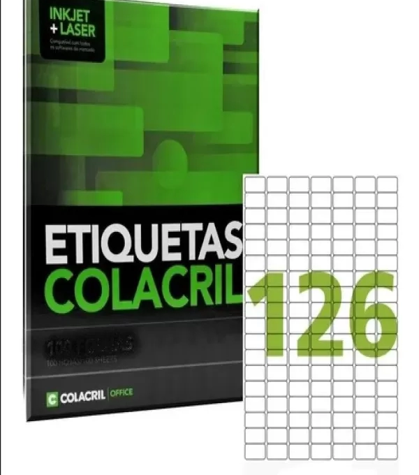 Etiqueta Adesiva A4 26mm X 15mm 126 Etiq. P/folha Pacote Com 25 Folhas - Colacri