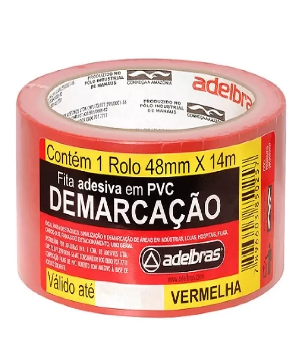Fita Adesiva DemarcaÇÃo 48mm X 14mt Vermelha - Adelbras - 0803050007