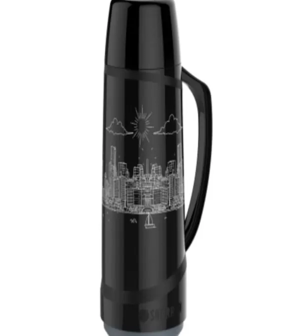 Garrafa TÉrmica Cristal 1l Preta Decorada - Soprano 