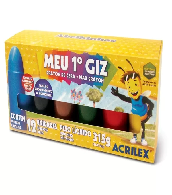 Giz De Cera Meu Primeiro Giz 06 Cores - Acrilex - 095060000