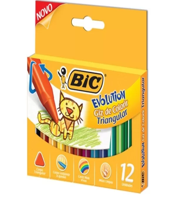 Giz De Cera 12 Cores Evolution Triangular - Bic