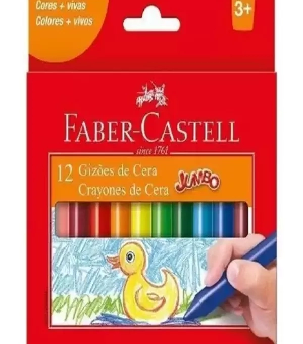 Giz De Cera 12 Cores Jumbo - Faber Castell - 141112n