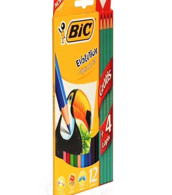 LÁpis De Cor 12 Cores Evolution Sextavado + 4 LÁpis Grafite - Bic