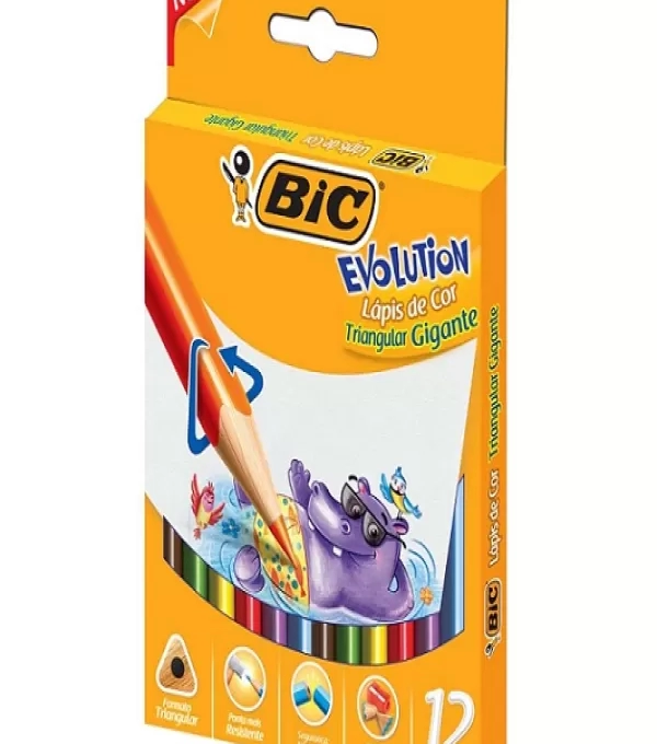 LÁpis De Cor 12 Cores Triangular Gigante  - Pacote Com 12 Unid - Bic