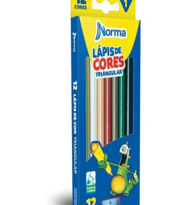 Lapis De Cor 12c Triangular + 1 Apontador