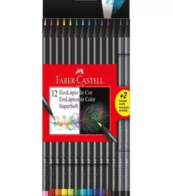 LÁpis De Cor EcolÁpis Supersoft Com 12 Cores + 2 LÁpis Grafite - Faber Castell -