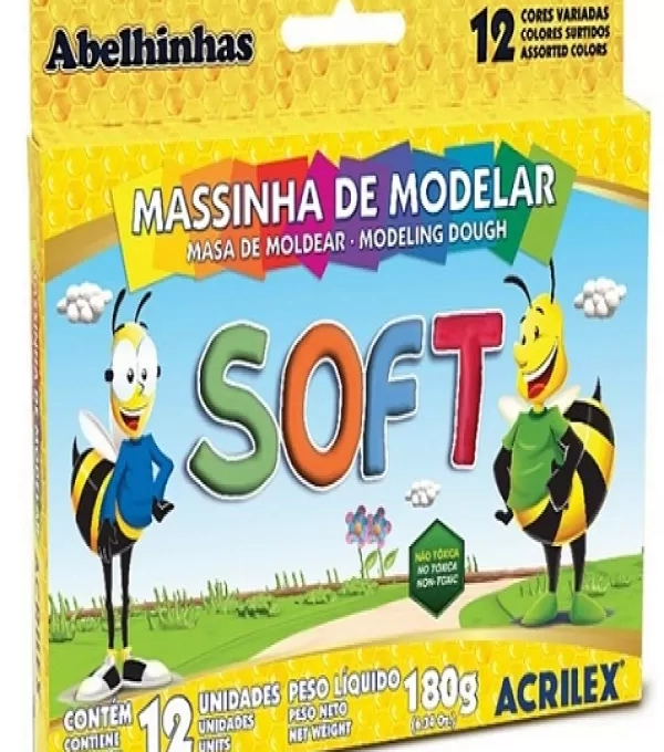Massa De Modelar 12 Cores Soft - Acrilex - 073120000   