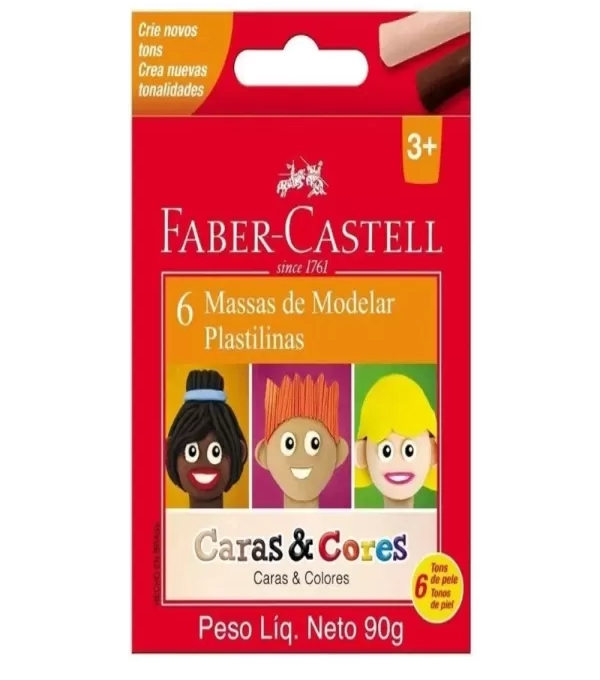 Massa De Modelar 6 Cores Caras & Cores - Faber Castell - 22.0306cc