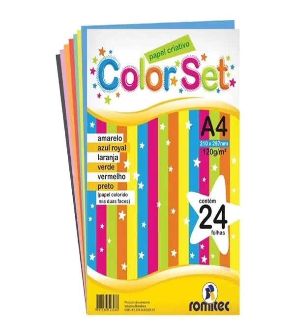 Bloco Papel Colorset Dupla Face A4 120g/m² Com 24 Folhas - Romitec - 004306rl