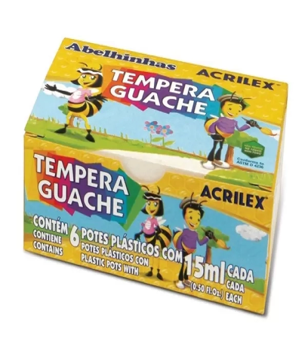 Tinta Guache 06 Cores Com 15ml Cada Pacote Com 12un - Acrile