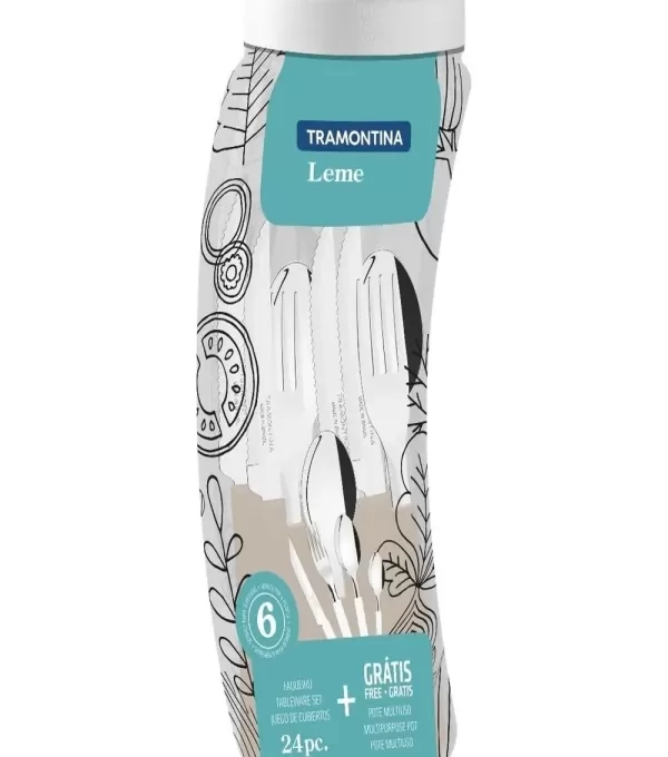Faqueiro Tramontina Leme 24 Pcs Sortido Cinza