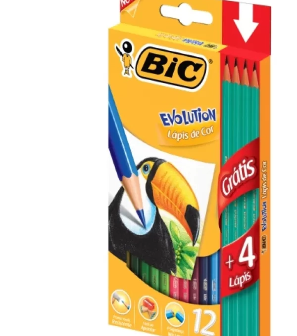 Lapis De Cor Bic Evolution 12 Cores + 4un Gratis