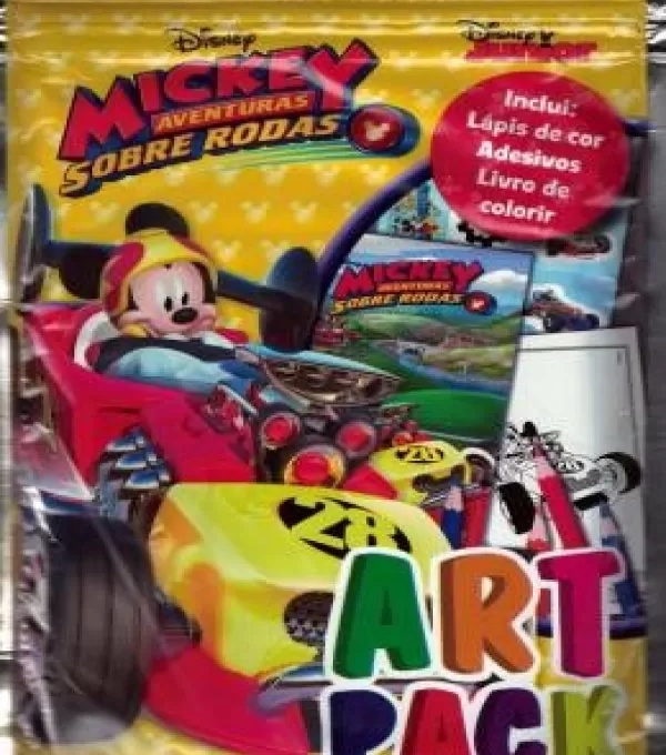 Livro Art Pack Mickey Aventuras Sobre Rodas Lapis De Cor 