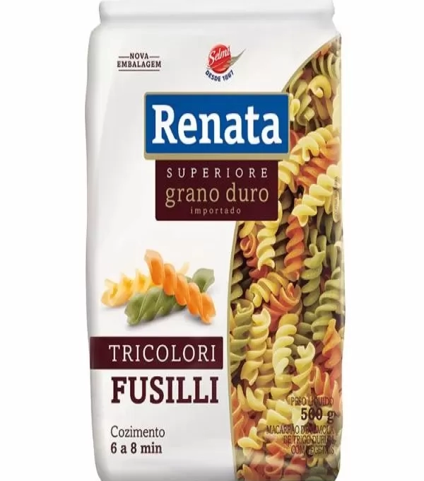 Macarrao Renata 20 X 500g Grano Duro Tricolori Fusilli