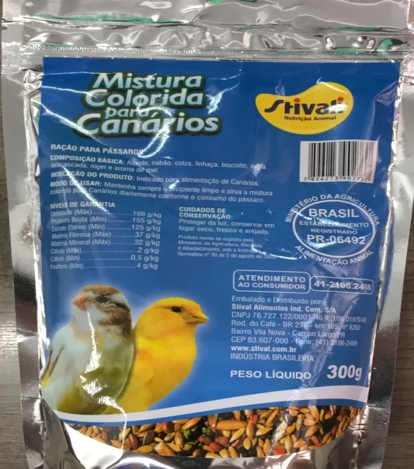 Mistura Colorida Para Canario Stival 12 X 300g