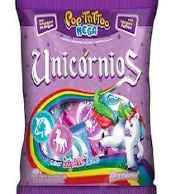 Pirulito Pop Tattoo 200g Unicornios Mini
