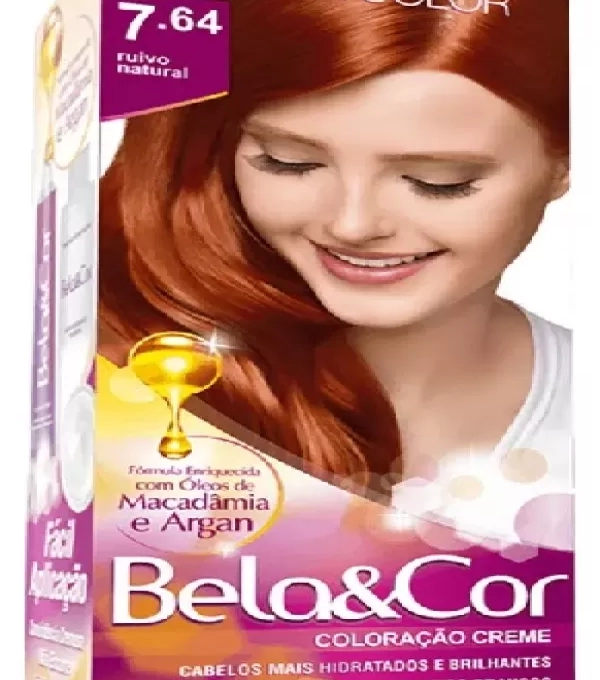 Tinta Para Cabelo Bela&cor Ruivo Natural 7.64