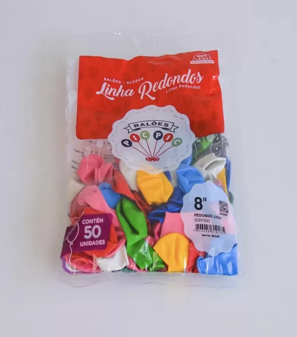 Balao Pic Pic Liso - 8.0 C/50 Sortido Redondo