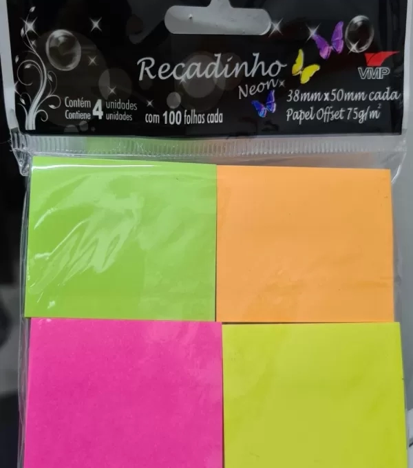 Recadinho - 38x50 Neon Sortido 4x100fl Vmp