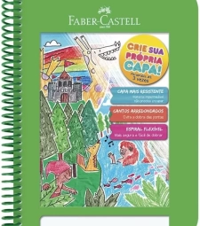 CADERNO CRIATIVO 1X1 CAPA PLÁSTICA VERDE - FABER CASTELL - CDN/VD