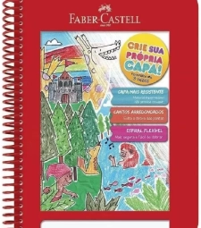 Caderno Criativo 1x1 Capa PlÁstica Vermelha - Faber Castell - Cdn/vm