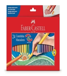 Imagem Caneta HidrogrÁfica 24 Cores Ponta Vai E Vem - Faber Castell 150124vvzf  de Encopel
