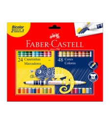 Imagem de capa de Caneta HidrogrÁfica Bicolor Com 48 Cores - Faber Castell - 15.0624n