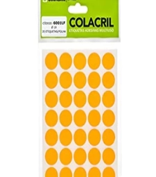 Etiqueta Adesiva Multiuso Redonda 19mm Laranja Fluorescente- Colacril - 6001lf