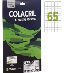 Imagem Etiqueta Adesiva A4 21,2x 38,1mm 65 Etiq. P/folha Pacote Com 25 Folhas - Colacri de Encopel